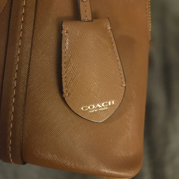 Coach Tan Leather Satchel with Gold Accents - Picture 3 of 6